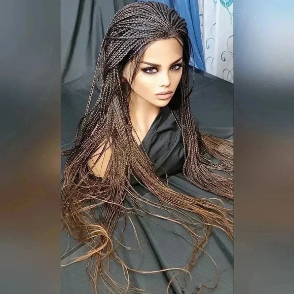 Braided wigs 100% handmade, long wig , ombre wig, box braids with cornro… - Picture 5 of 16